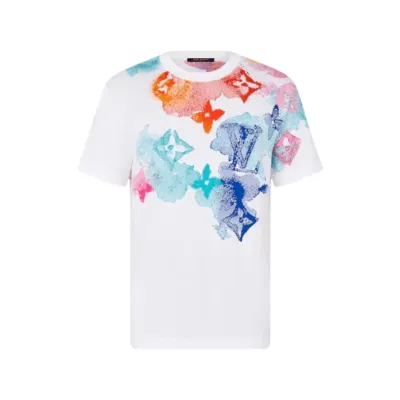 LV White T-shirt Watercolor Monogram