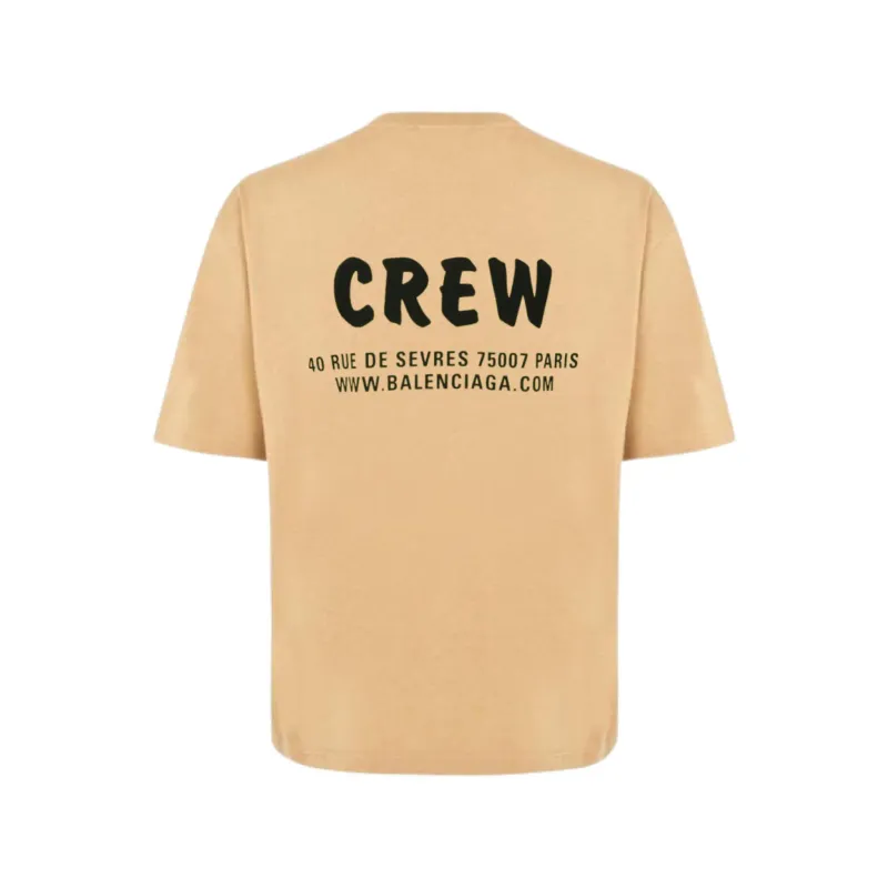 BALENCIAGA Crew Cotton Oversized T-Shirt Beige
