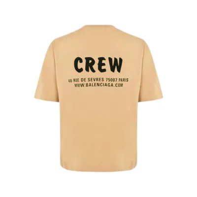 BALENCIAGA Crew Cotton Oversized T-Shirt Beige