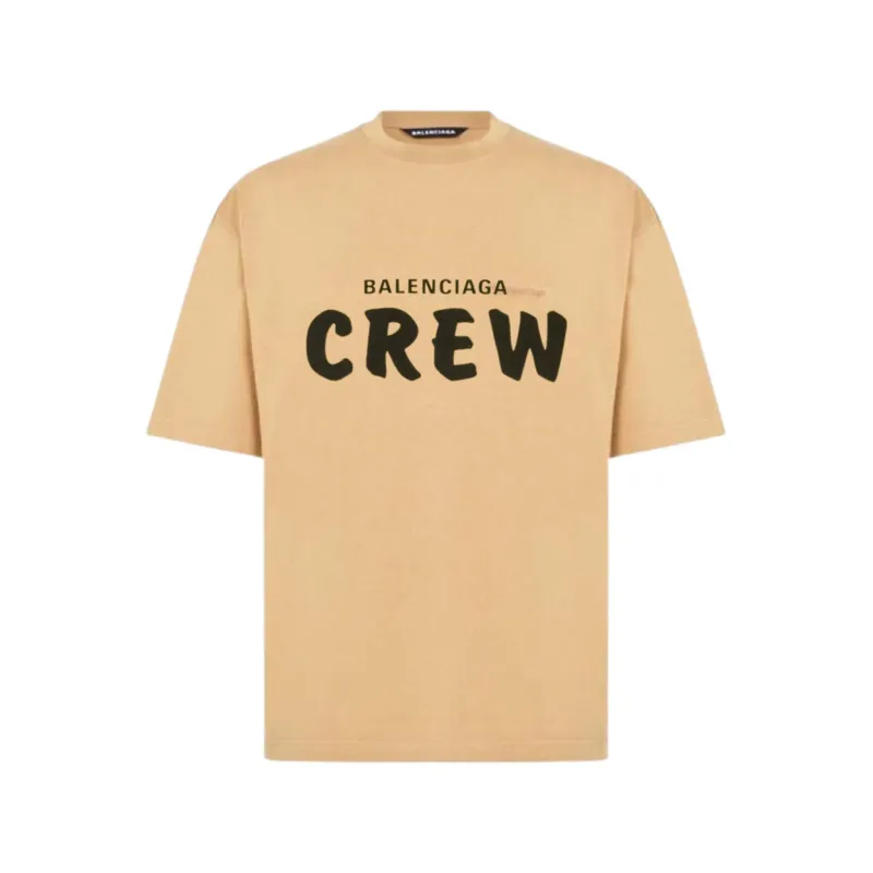BALENCIAGA Crew Cotton Oversized T-Shirt Beige