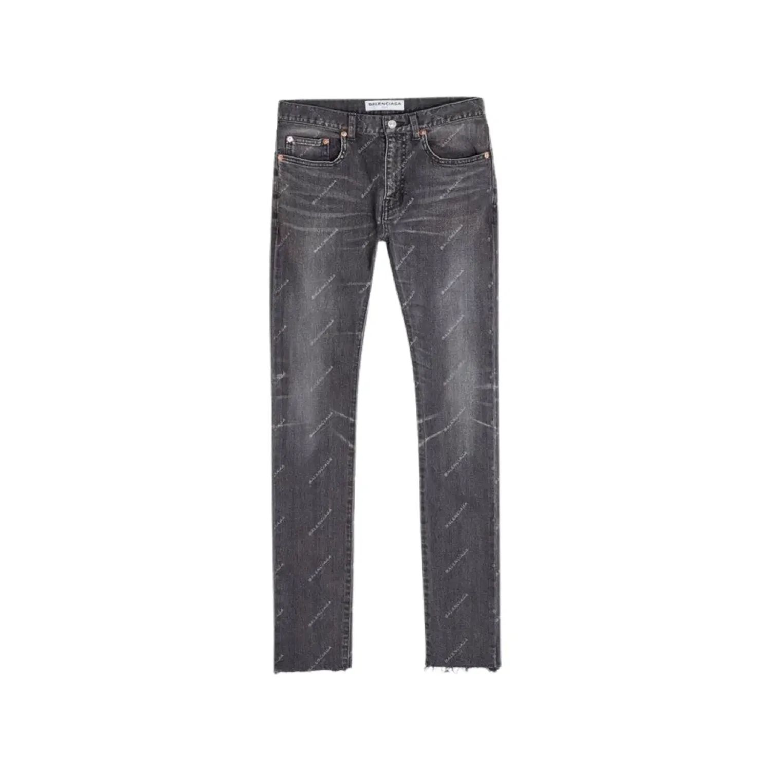 BALENCIAGA Logo Printed Denim Jeans Slim Fit Black