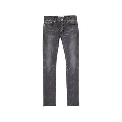 BALENCIAGA Logo Printed Denim Jeans Slim Fit Black