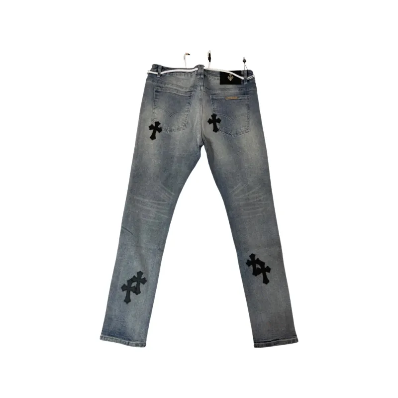 Chrome Hearts Denim Jeans Cross Black &amp; Orange Cartoon