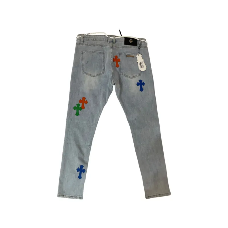 Chrome Hearts Multicolored Cross Denim Jeans