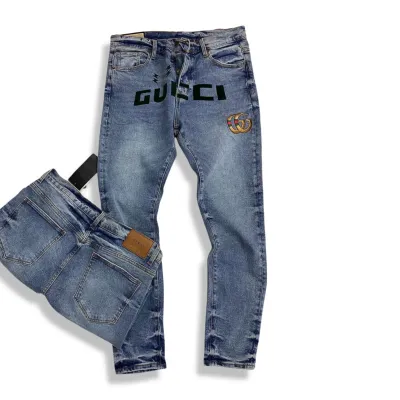 Gucci  Logo In Front Denim Jeans Blue