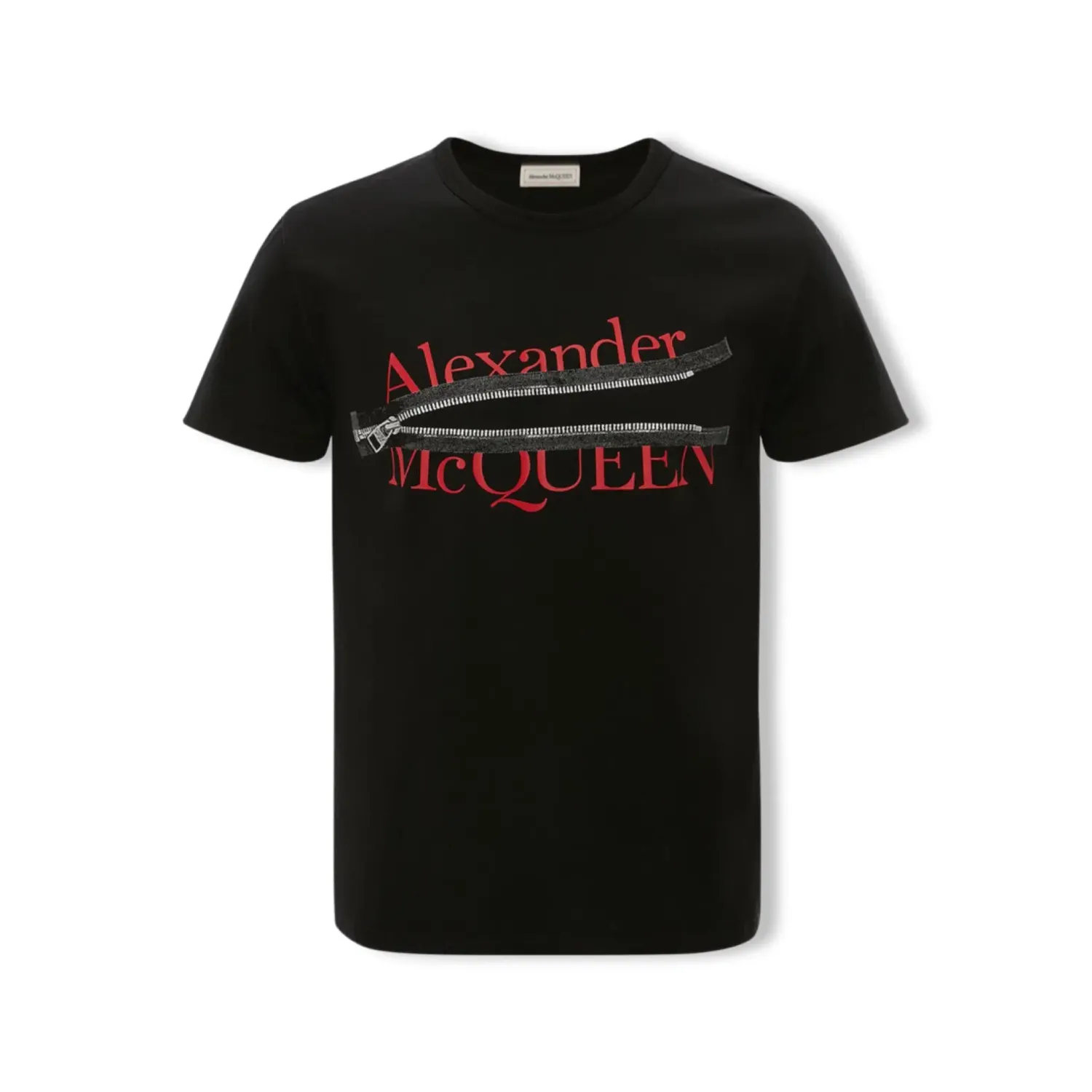 ALEXANDER MCQUEEN Black &amp; Red Zip Print T-Shirt
