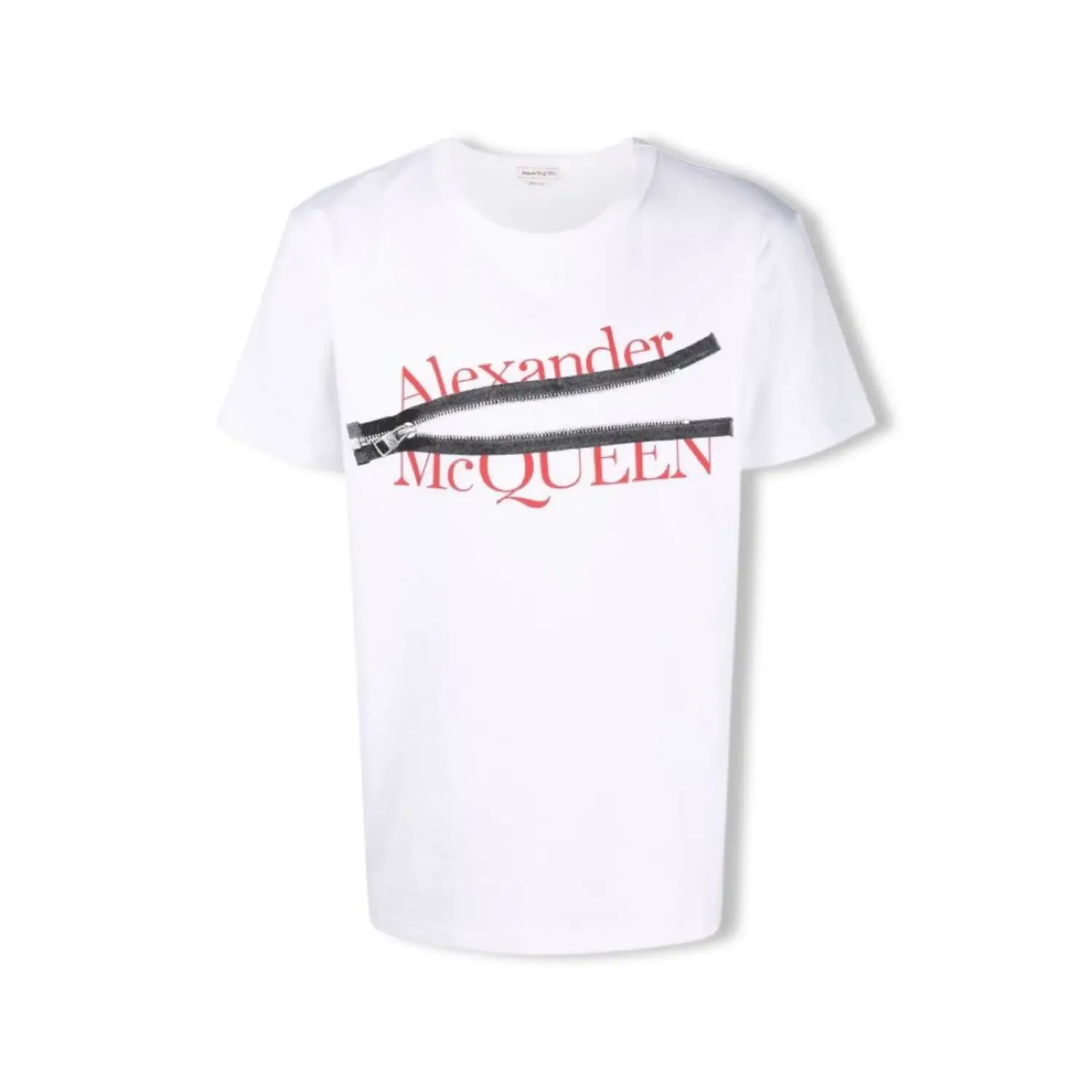 ALEXANDER MCQUEEN White &amp; Red Zip Print T-Shirt