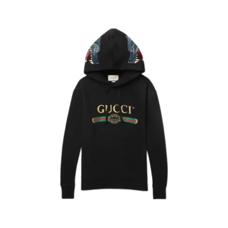 Gucci Hooded Cotton With Gucci Logo Black