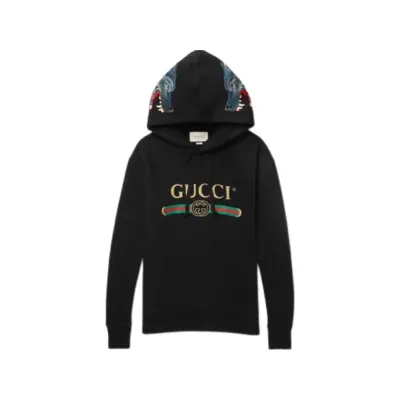 Gucci Hooded Cotton With Gucci Logo Black