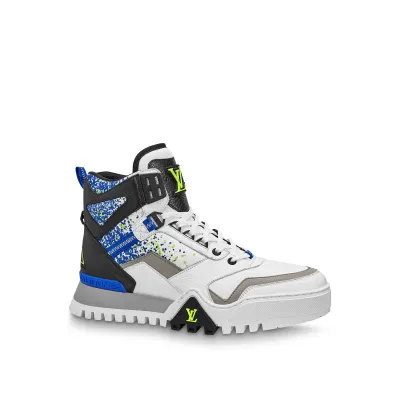 LOUIS VUITTON White &amp; Neon Print 'LV Hiking' Boot