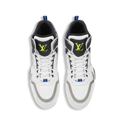 LOUIS VUITTON White &amp; Neon Print 'LV Hiking' Boot