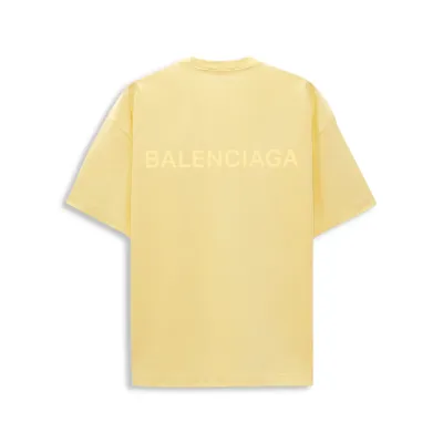 BALENCIAGA MEN'S LOGO T-SHIRT MEDIUM Oversize IN YELLOW