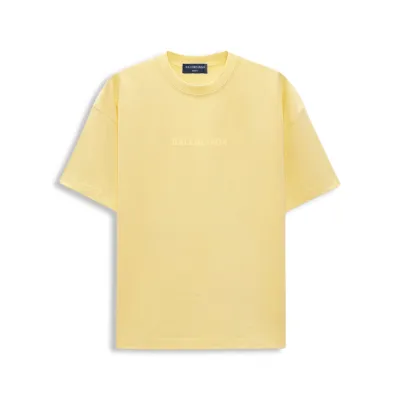 BALENCIAGA MEN'S LOGO T-SHIRT MEDIUM Oversize IN YELLOW