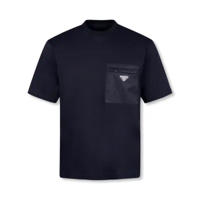 Prada Cotton T-shirt with nylon pocket Black