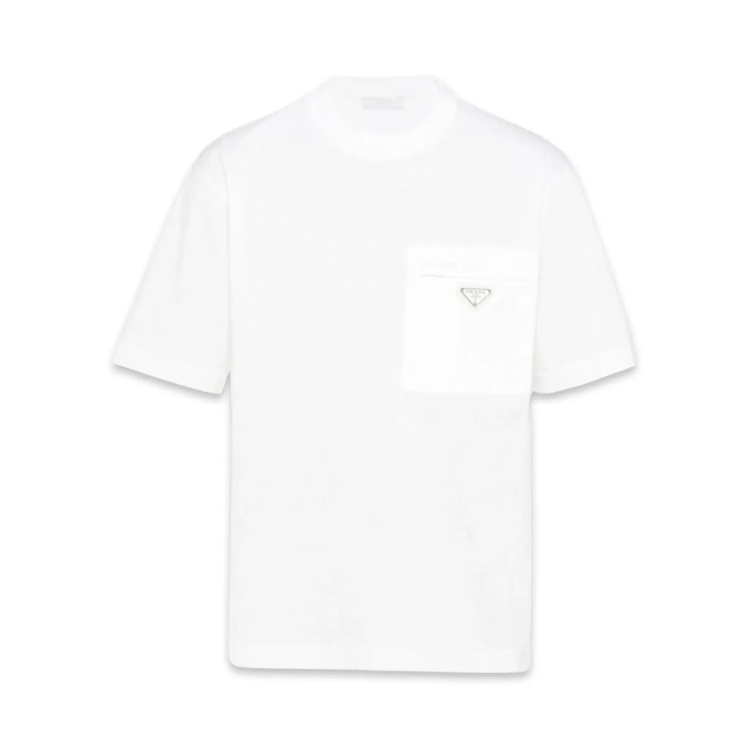 Prada Cotton T-shirt with nylon pocket White
