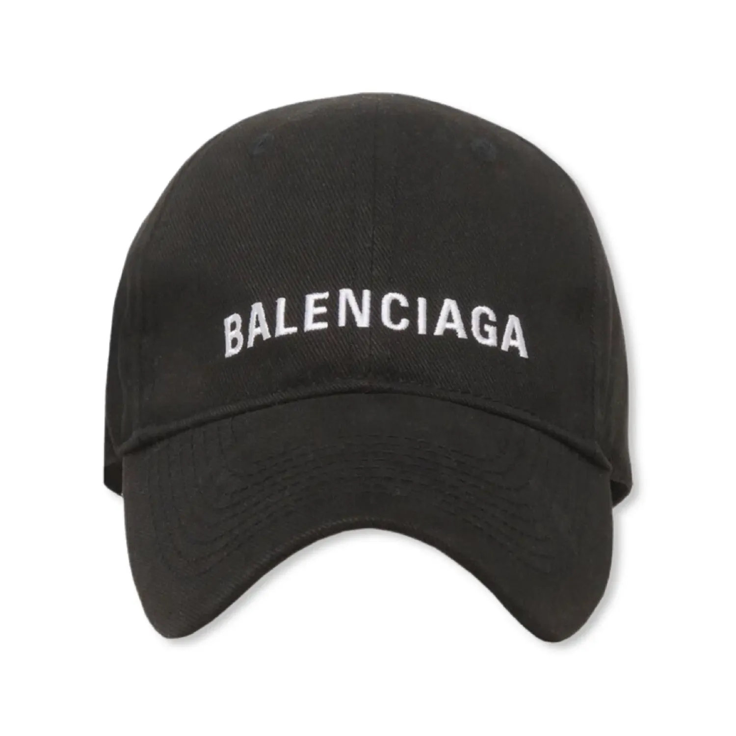 BALENCIAGA LOGO EMBROIDERED BASEBALL CAP Black/White