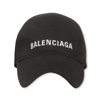 BALENCIAGA LOGO EMBROIDERED BASEBALL CAP Black/White