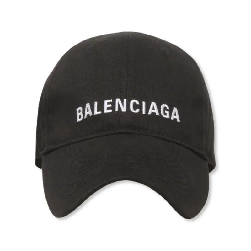 BALENCIAGA LOGO EMBROIDERED BASEBALL CAP Black/White