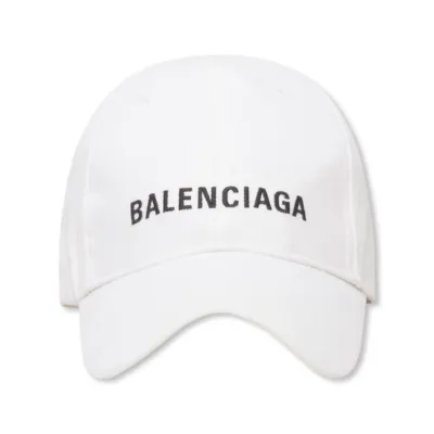 BALENCIAGA LOGO EMBROIDERED BASEBALL CAP White/Black