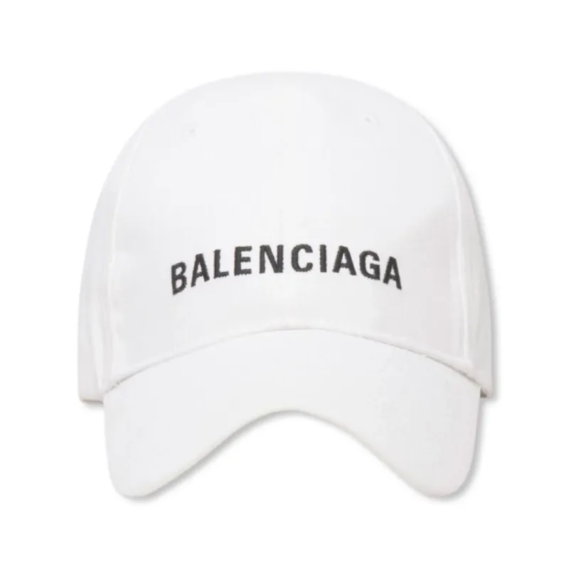 BALENCIAGA LOGO EMBROIDERED BASEBALL CAP White/Black
