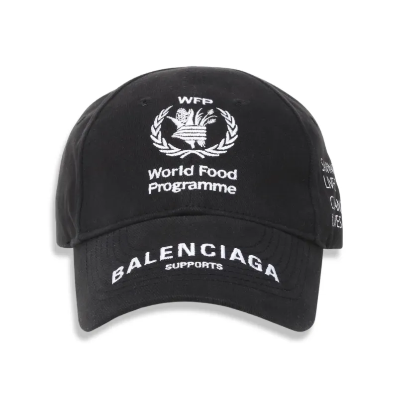 Balenciaga Black WFP Embroidered Cotton Cap