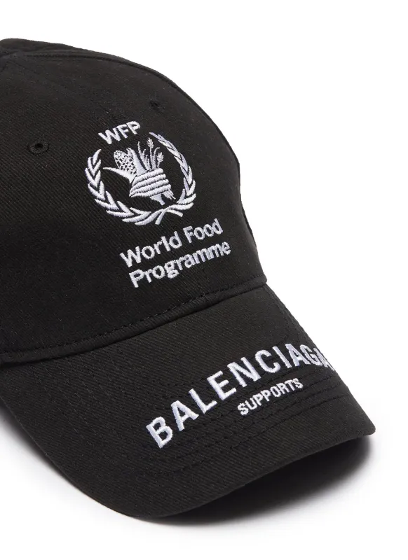 Balenciaga Black WFP Embroidered Cotton Cap