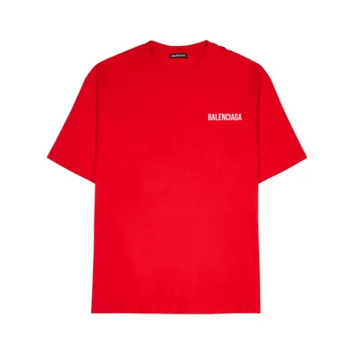 Balenciaga T-Shirts Logo Medium Fit T-Shirt Red/White