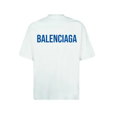Balenciaga T-Shirts Logo Medium Fit T-Shirt White/Blue
