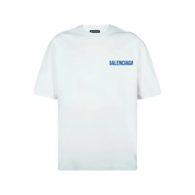 Balenciaga T-Shirts Logo Medium Fit T-Shirt White/Blue