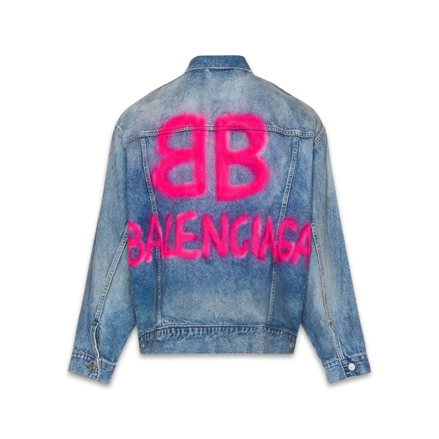 Balenciaga - Spray Paint Logo BB Denim Jacket - BLUE