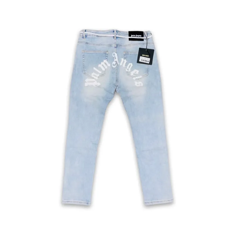 Palm Angels Calça jeans com logo e efeito desbotado