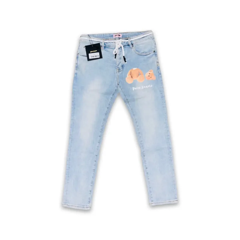 Palm Angels Calça jeans com logo e efeito desbotado
