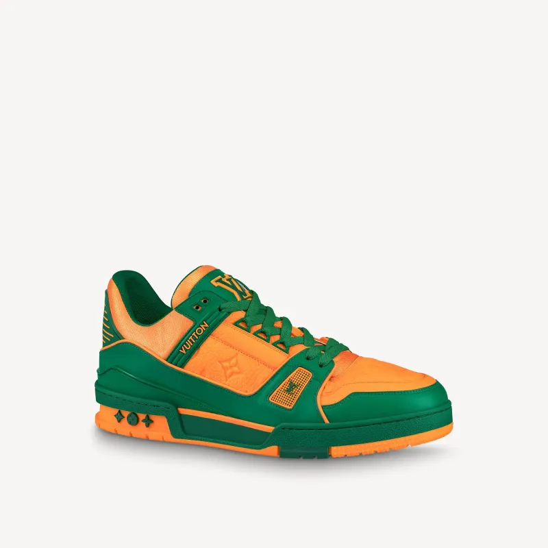 LOUIS VUITTON LV TRAINER SNEAKER DENIN in GREEN &amp; YELLOW