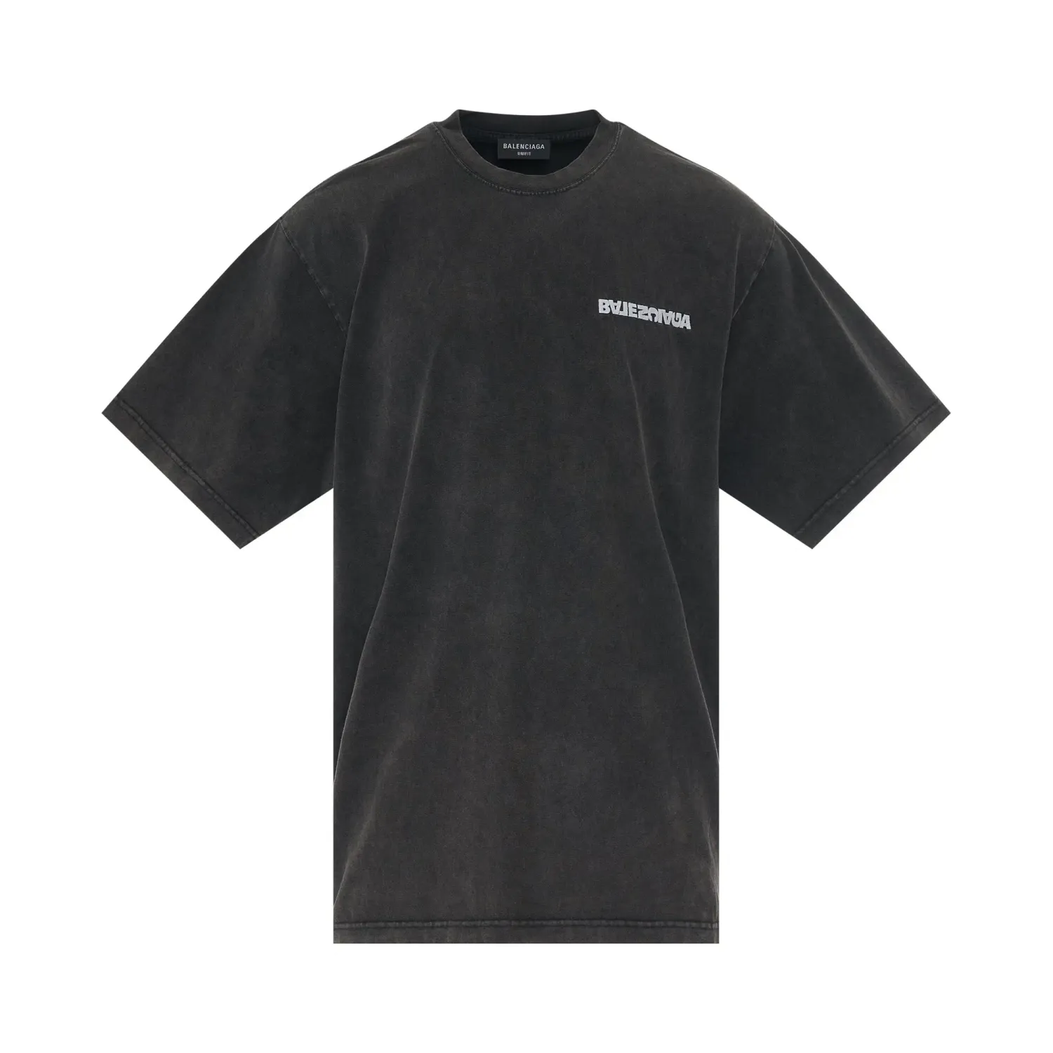 BALENCIAGA Embroidered Turn Logo Slit T-Shirt in Washed Black