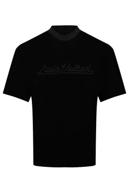 LOUIS Vuitton EMBROIDERED  MOCKNECK TEE BLACK
