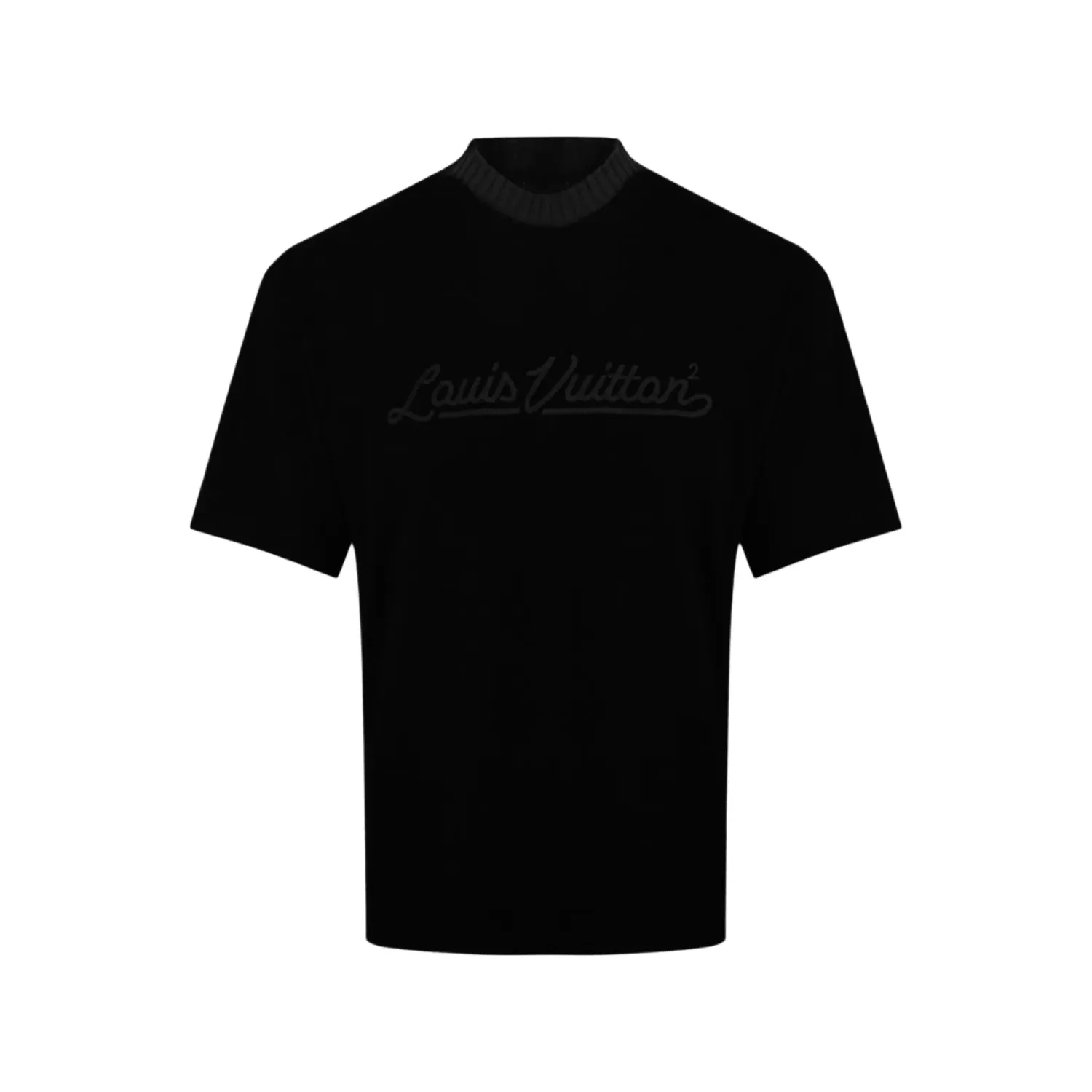 LOUIS Vuitton EMBROIDERED  MOCKNECK TEE BLACK