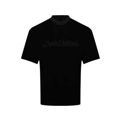 LOUIS Vuitton EMBROIDERED  MOCKNECK TEE BLACK