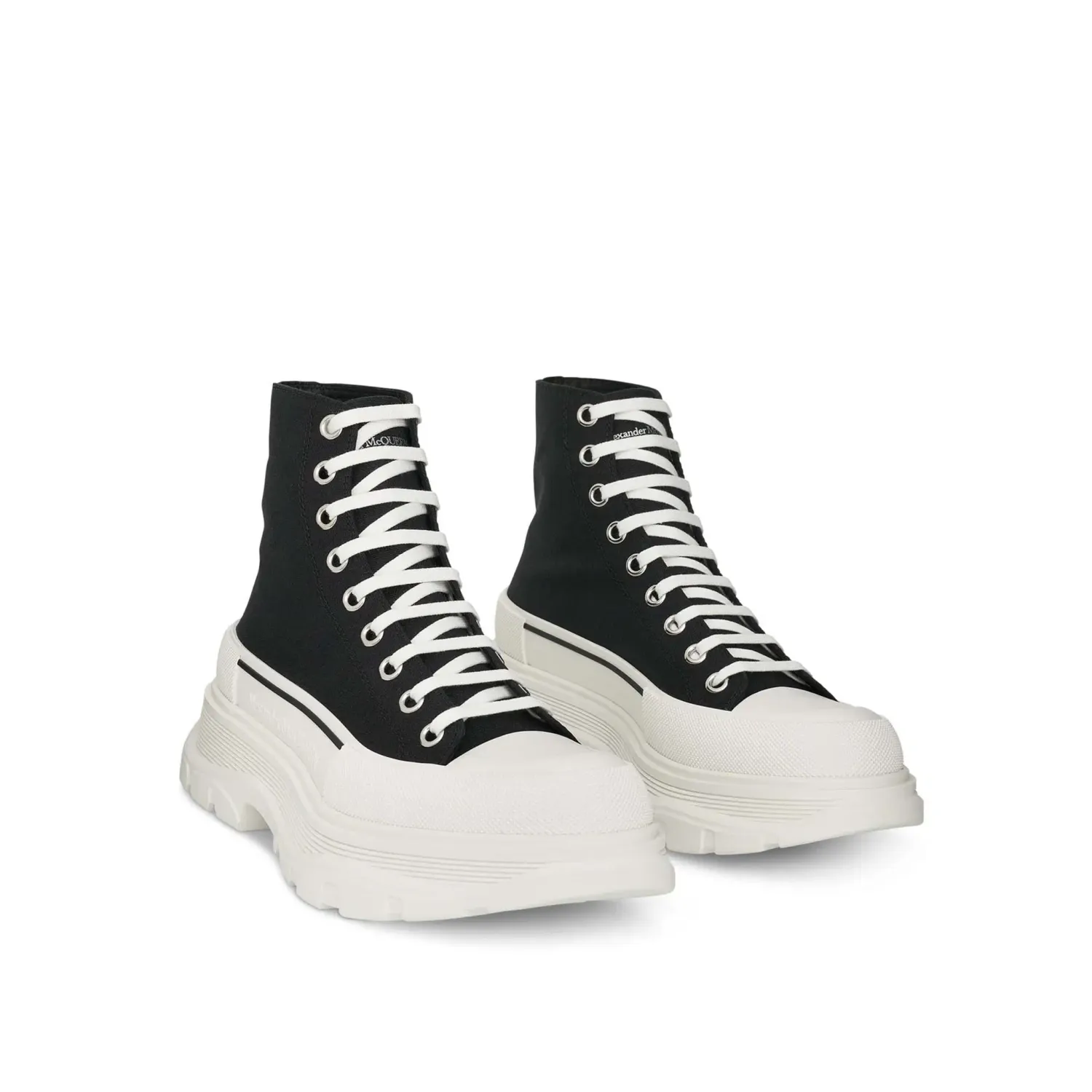 ALEXANDER McQUEEN Tread Slick Canvas Boot in Black/White