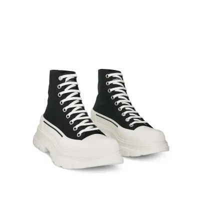 ALEXANDER McQUEEN Tread Slick Canvas Boot in Black/White