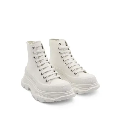 ALEXANDER McQUEEN Tread Slick Canvas Boots in White/White