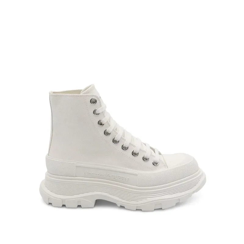 ALEXANDER McQUEEN Tread Slick Canvas Boots in White/White