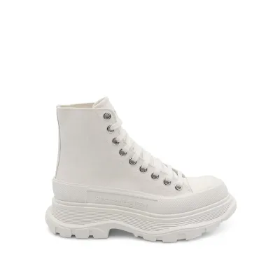 ALEXANDER McQUEEN Tread Slick Canvas Boots in White/White