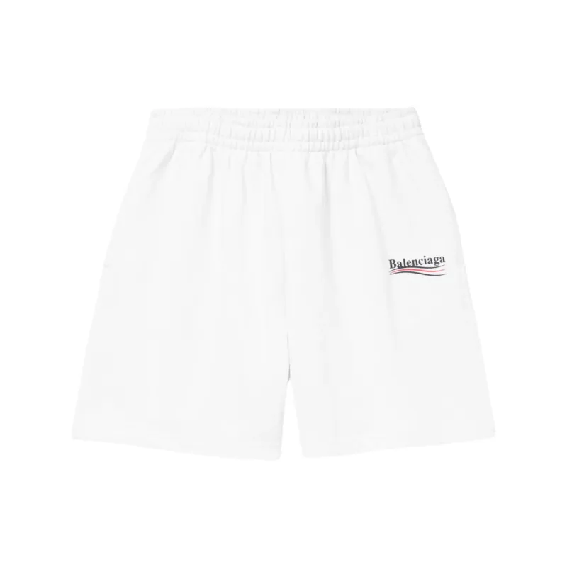 BALENCIAGA POLITICAL CAMPAIGN SWEAT SHORT WHITE &amp; BLACk