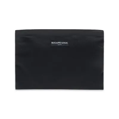 BALENCIAGA NYLON LOGO ZIP POUCH BAG BLACK &amp; WHITE