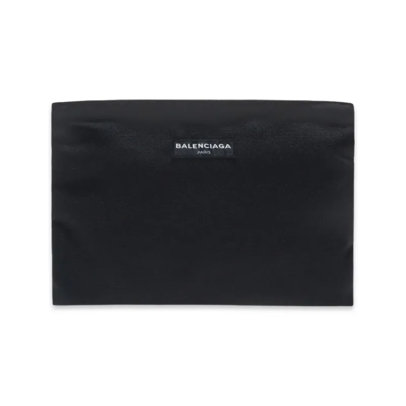 BALENCIAGA NYLON LOGO ZIP POUCH BAG BLACK &amp; WHITE
