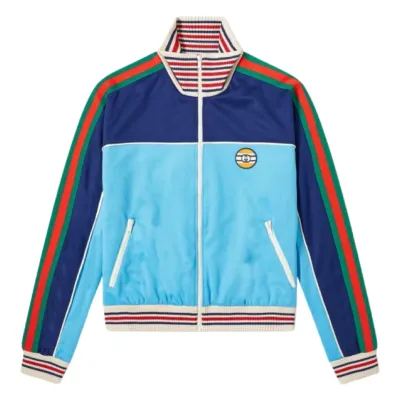GUCCI GG PATCH TRACK JACKET BLUE