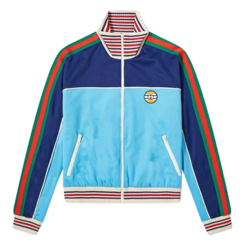 GUCCI GG PATCH TRACK JACKET BLUE