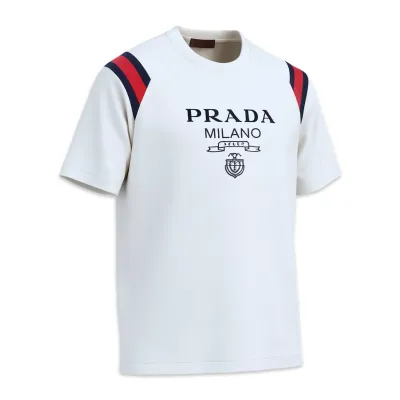 Prada Jersey T-shirt White, navy and red