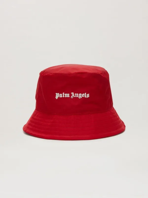 Palm Angels Chapéu Bucket Palm Angels Logo Vermelho