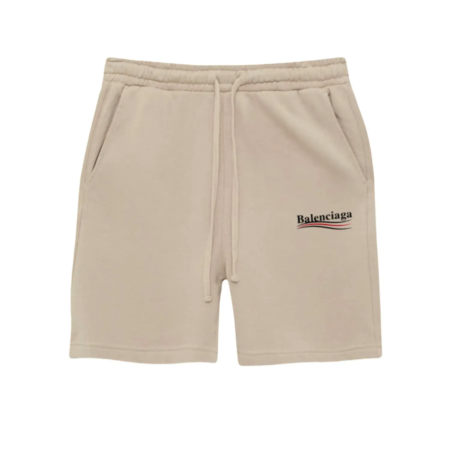 BALENCIAGA POLITICAL CAMPAIGN SWEAT SHORT BEIGE